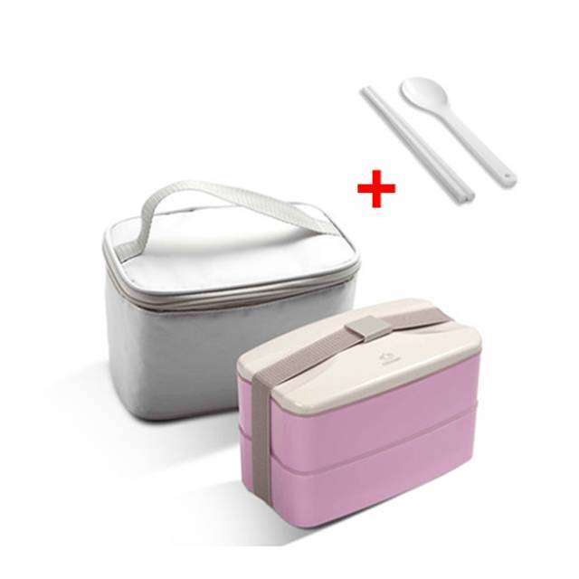 CNCROWN Bento Box Double-layer PP compartment Microwave oven heating insulation lunch box (Model: CC-20102)