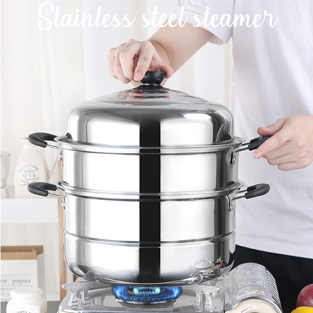 PANDA Multi-function Stainless Steel 28cm Double Layer Steamer (Model:DTM2256)